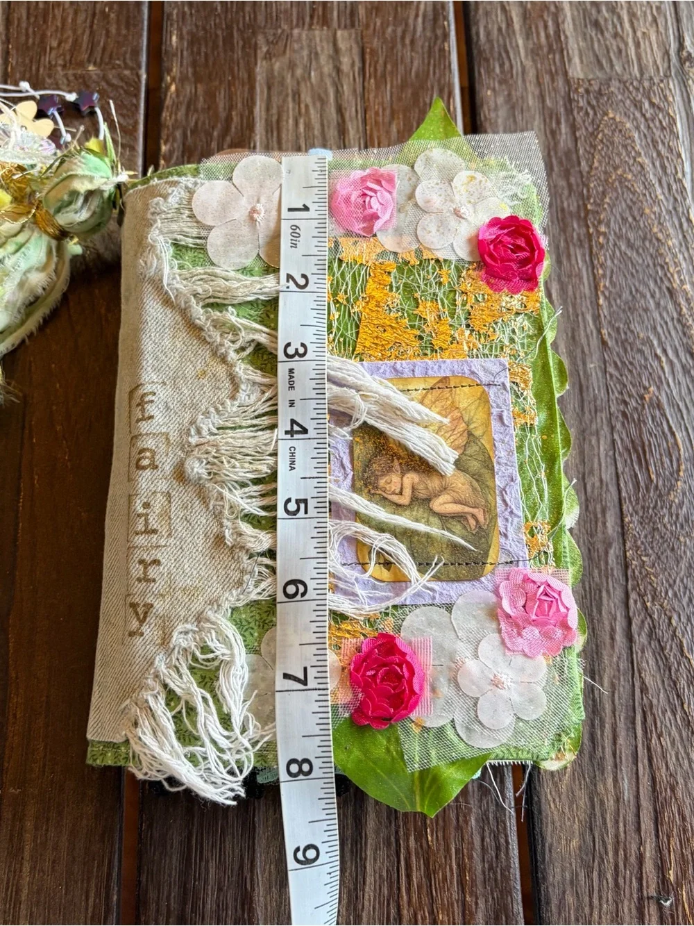 Fairy Junk Journal Gold Floral Denim Boho Grungy Decorated 3 Sig Softcover